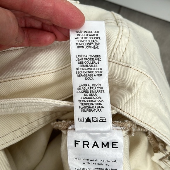 FRAME NWOT Cream Ecru Denim High Waist Flare Overalls Utility Jumpsuit, Size S - Picture 13 of 14